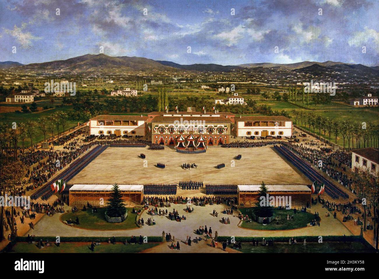 Parata militare alle cascine - Parata militare presso le cascine di Luigi Garibbo italiano Foto Stock