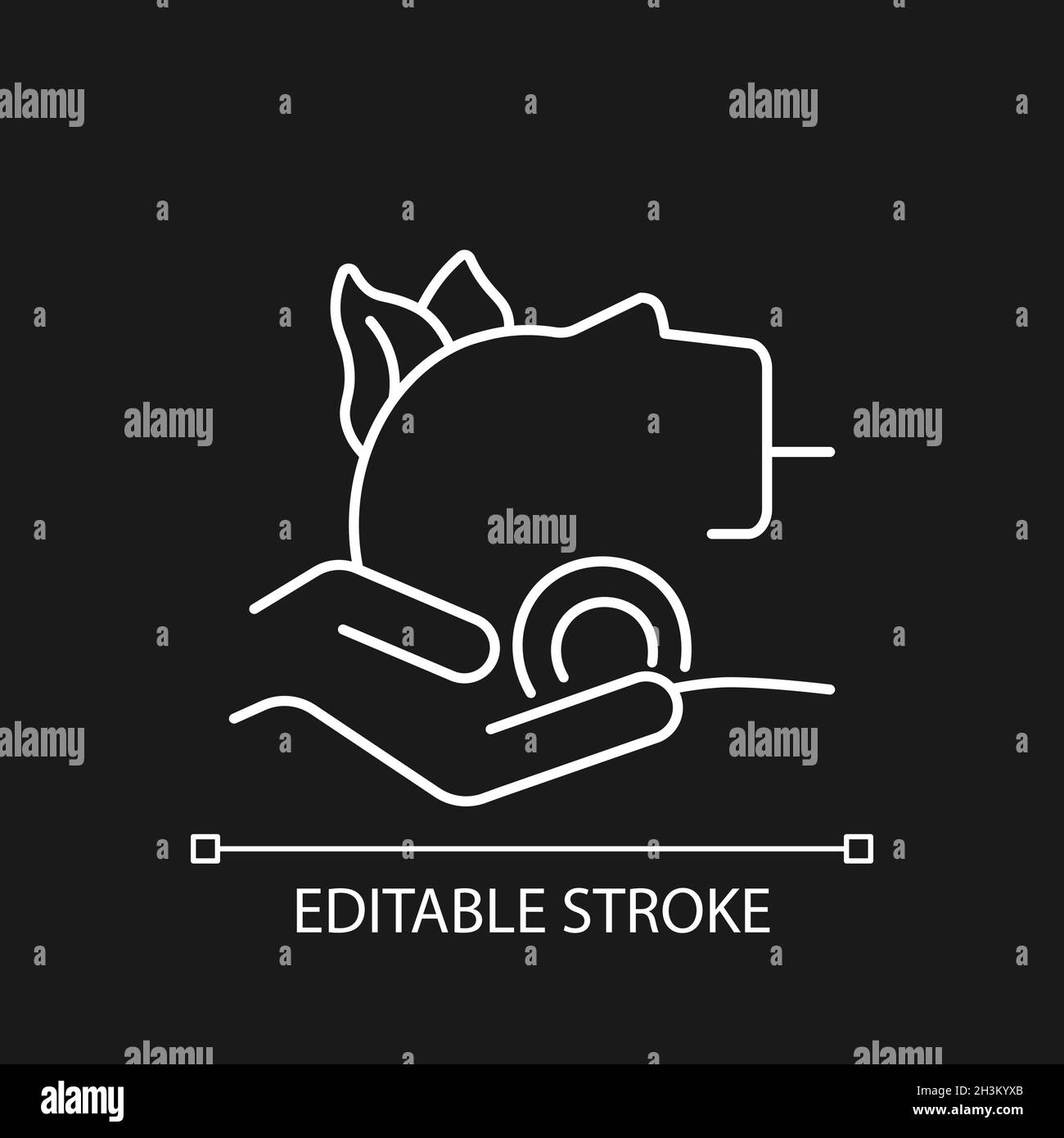 Terapia craniosacrale icona lineare bianca per tema scuro Illustrazione Vettoriale