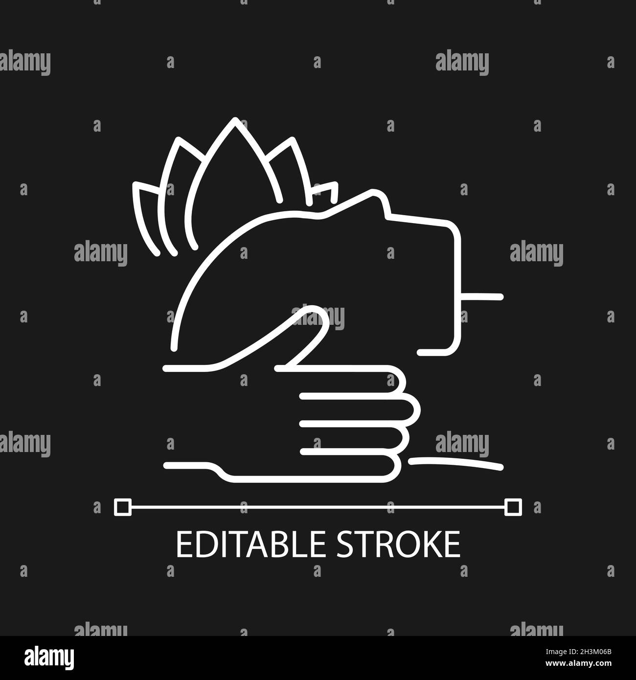 Massaggio per trattamento PTSD icona lineare bianca per tema scuro Illustrazione Vettoriale