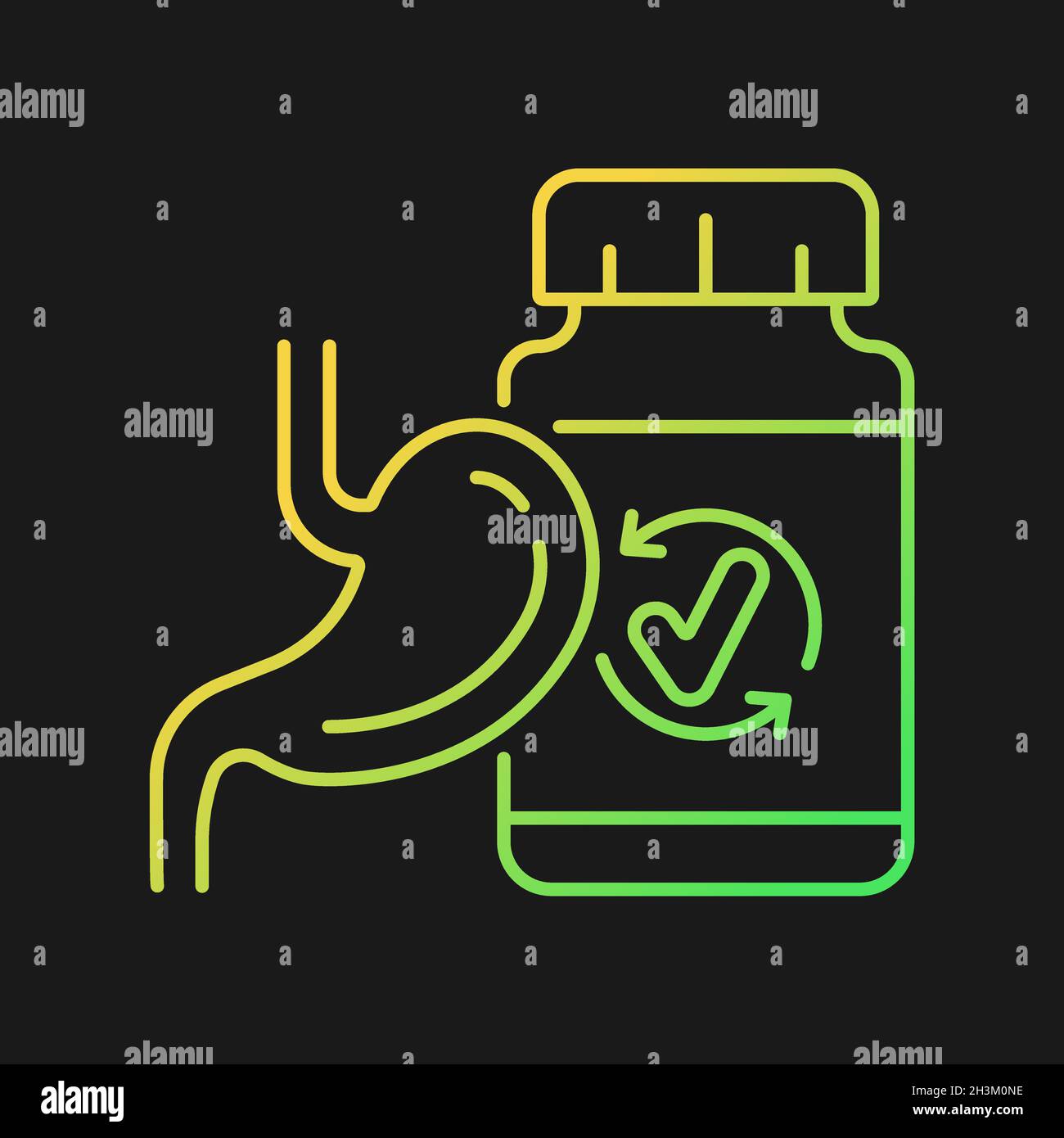 Integratori digestivi gradiente vettore icona per tema scuro Illustrazione Vettoriale