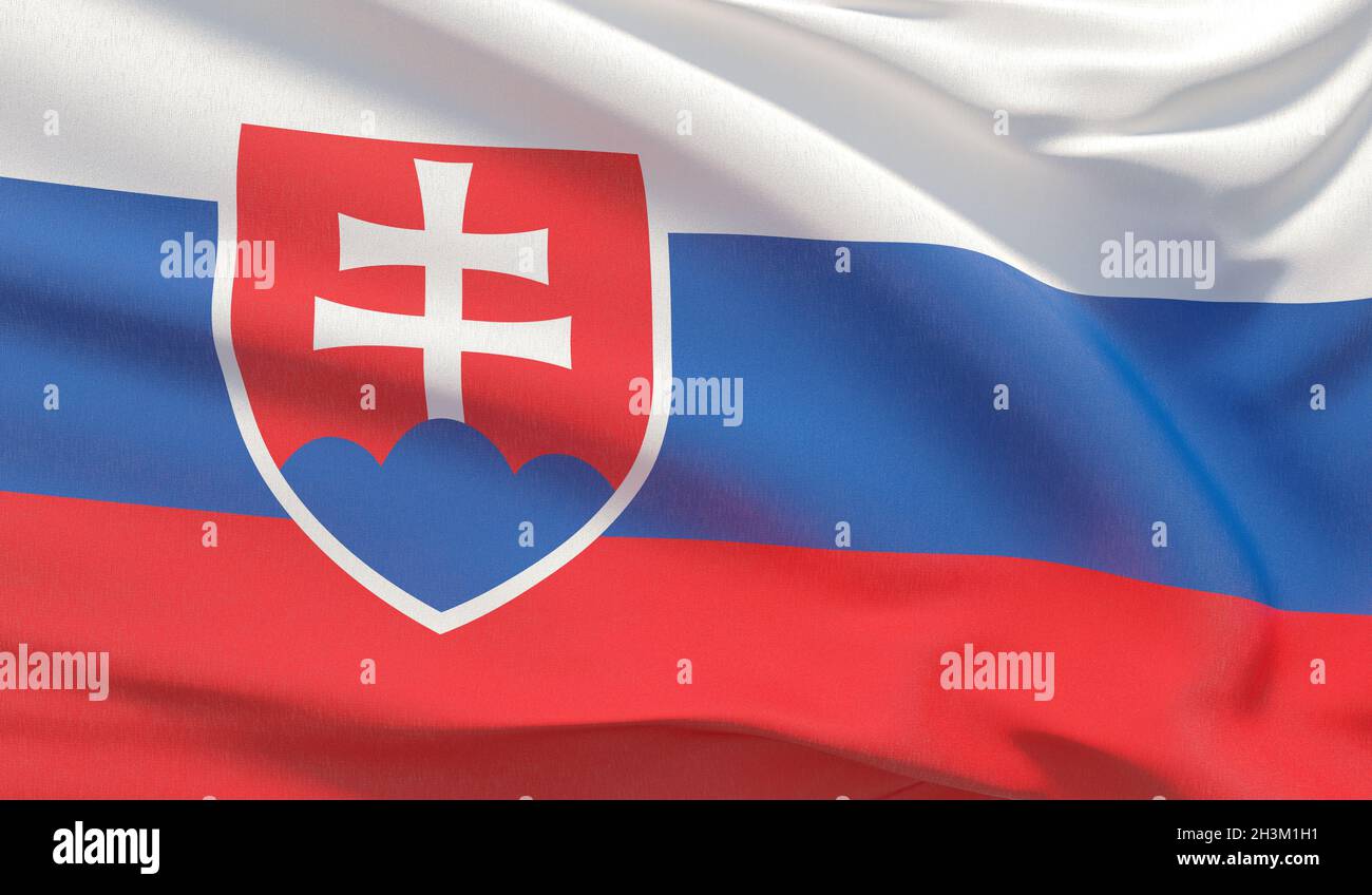 Sventola bandiera nazionale della Slovacchia. Sventolato altamente dettagliate di close-up 3D render. Foto Stock