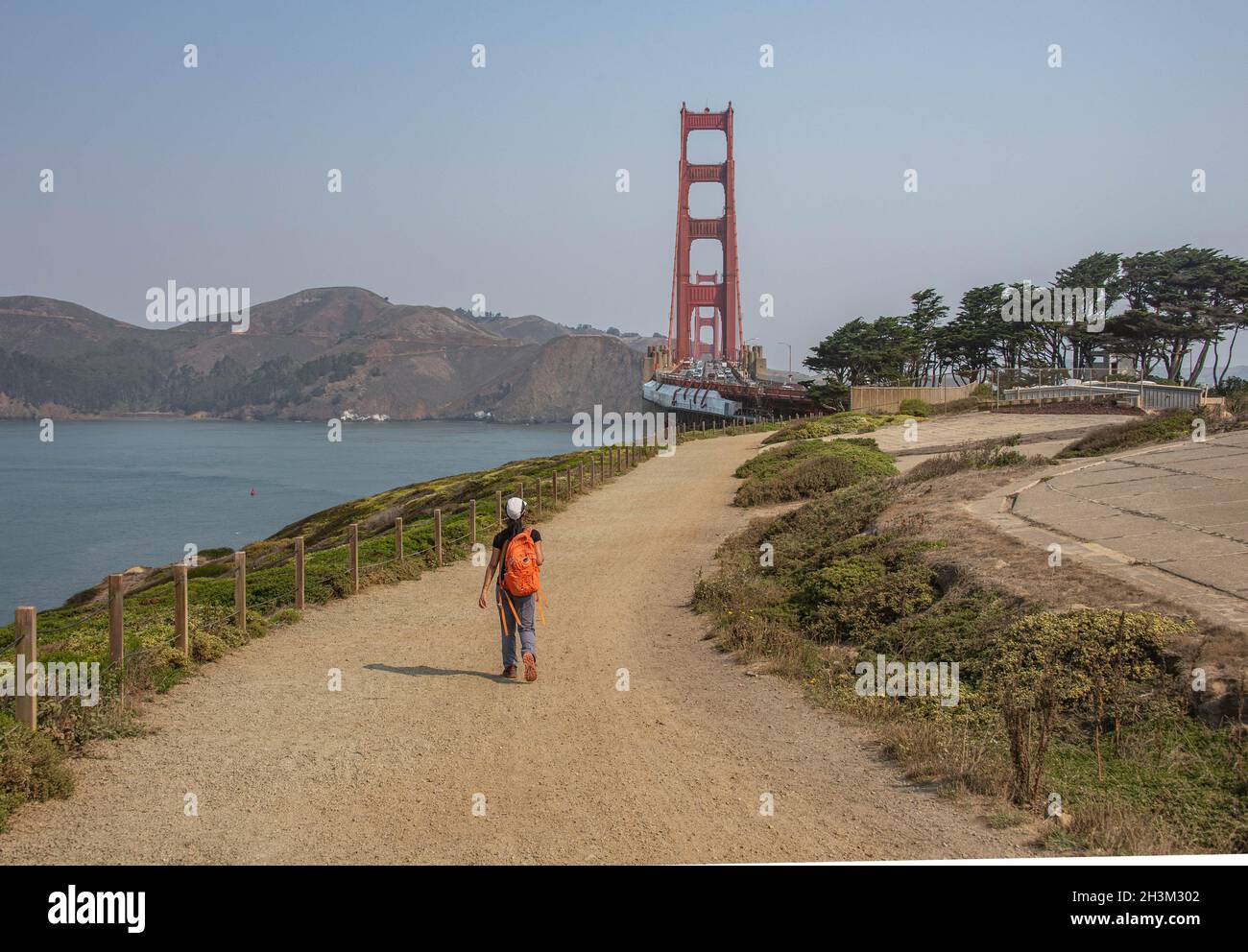 Vista classica del Golden Gate Bridge, San Francisco, California, U.S.A Foto Stock