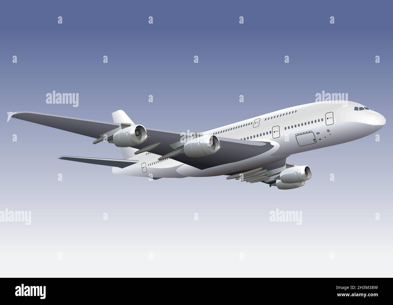 Aeroplano a due piani a-380. Formato vettoriale EPS-8 disponibile separato da gruppi e livelli per una facile modifica Illustrazione Vettoriale