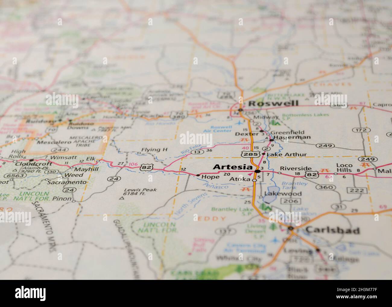 Mappa della città di Artesia, NM Foto Stock