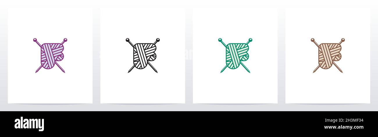 Palla di lana con forma lettera F Illustrazione Vettoriale