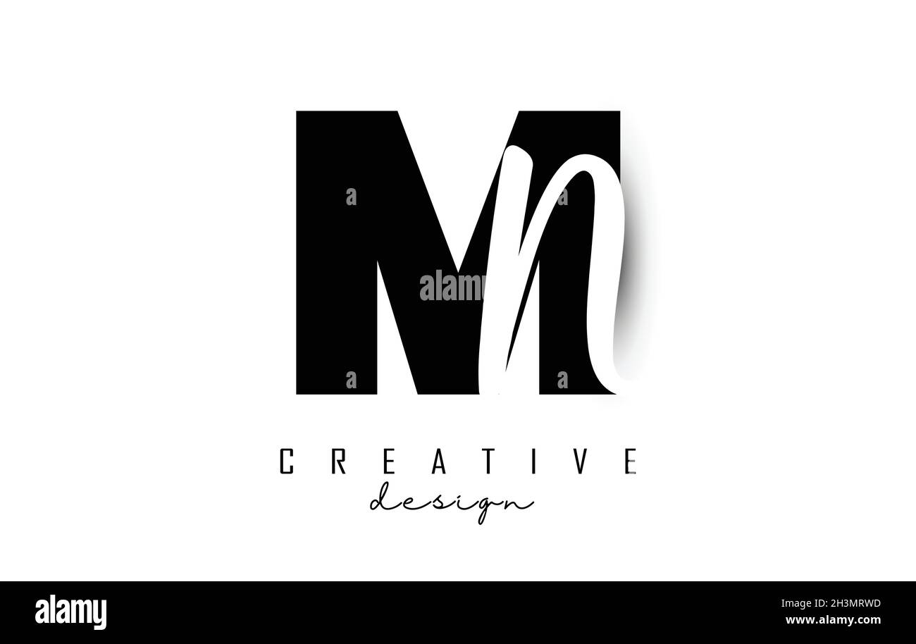 Logo Letters MN dal design minimalista. Lettere M e N con tipografia geometrica e manoscritta. Illustrazione di Creative Vector con lettere. Illustrazione Vettoriale