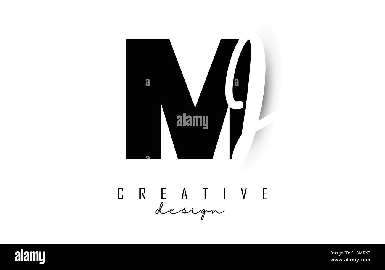 Logo di lettere MI dal design minimalista. Lettere M e i con tipografia geometrica e manoscritta. Illustrazione di Creative Vector con lettere. Illustrazione Vettoriale