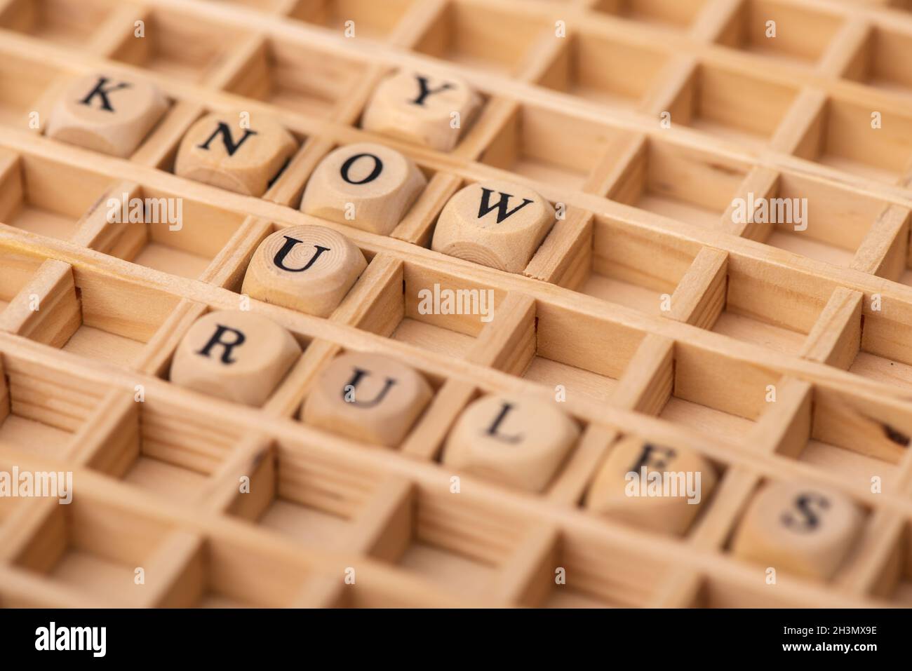 Word cloud per conoscere le tue regole Foto Stock