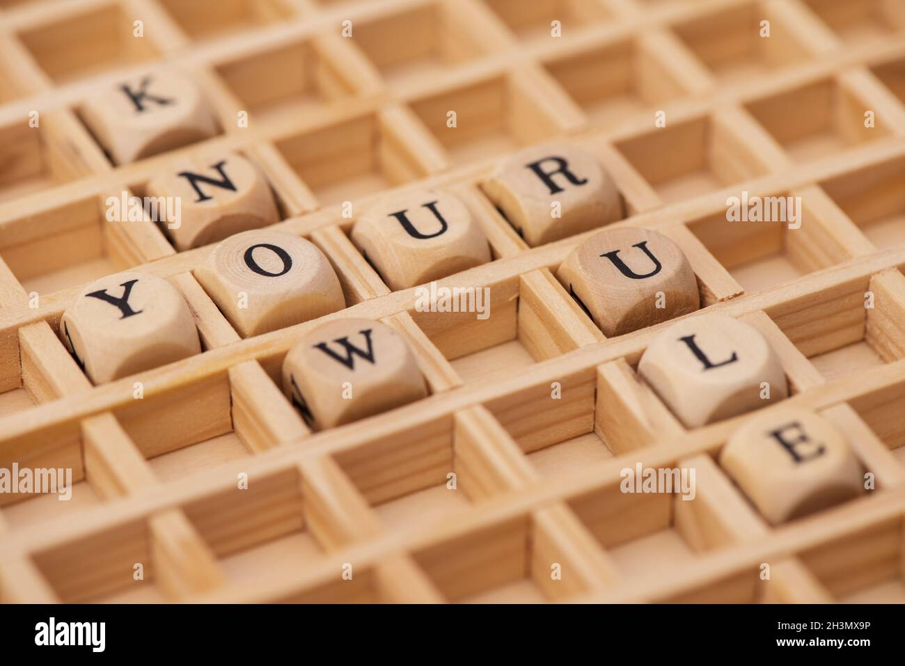 Word cloud per conoscere la tua regola Foto Stock