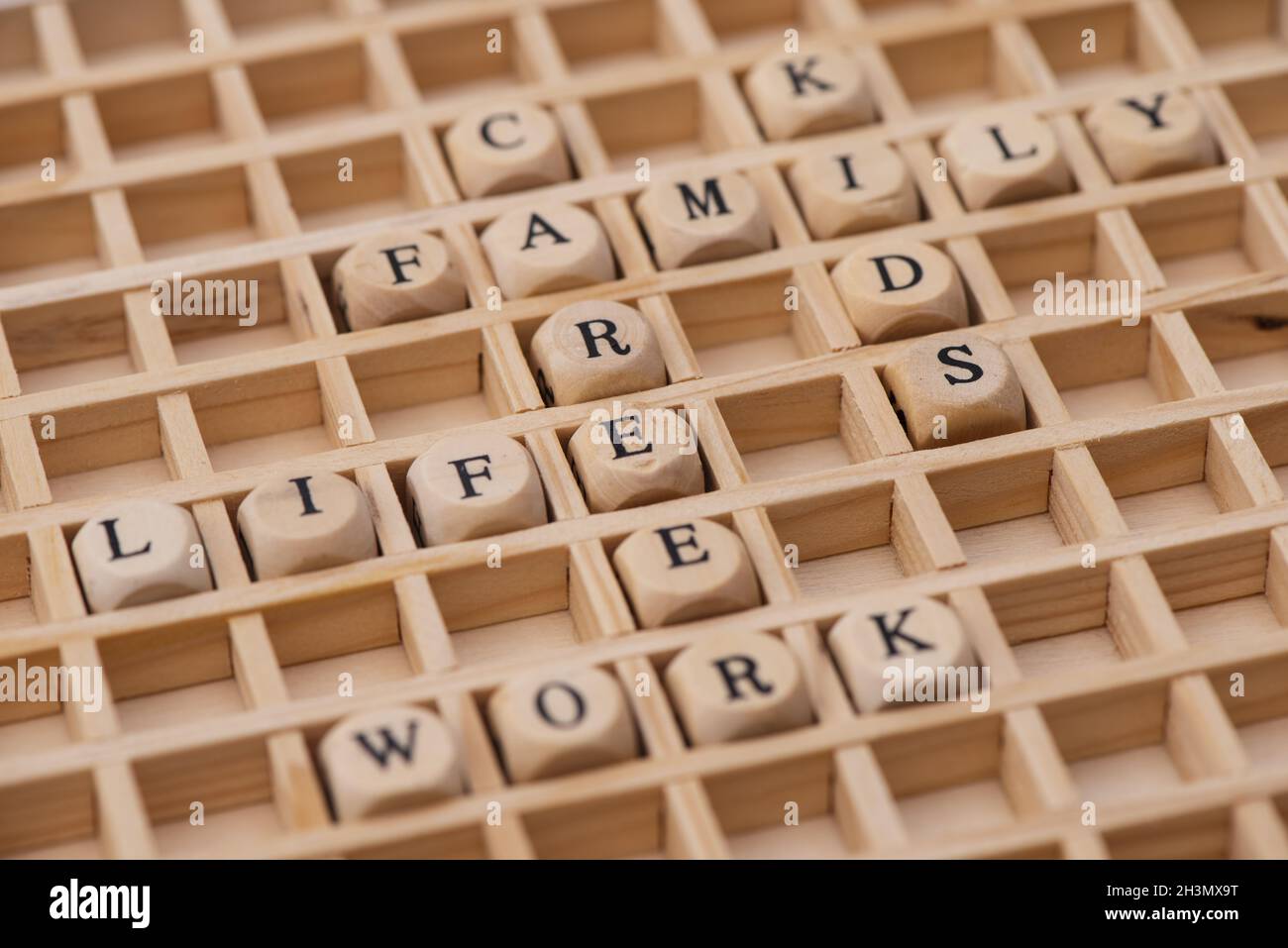 Nuvola di parole per la famiglia, il lavoro, la carriera e la vita Foto Stock