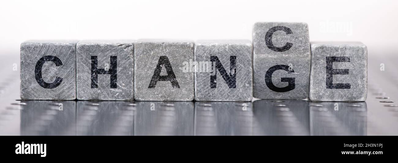 Modifica e possibilità stampate sui cubi Foto Stock