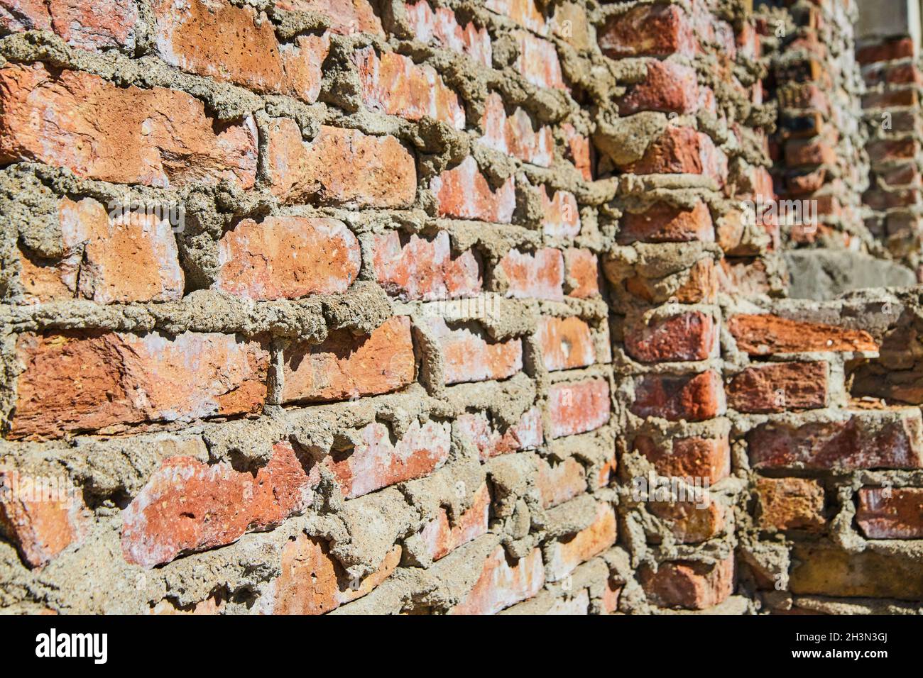 Particolare di muro di mattoni rossi Foto Stock