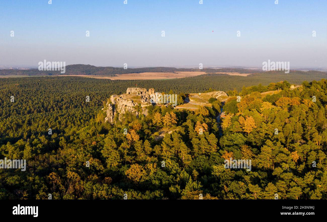 Il castello di Regenstein rovina nei monti Harz Blankenburg Foto Stock