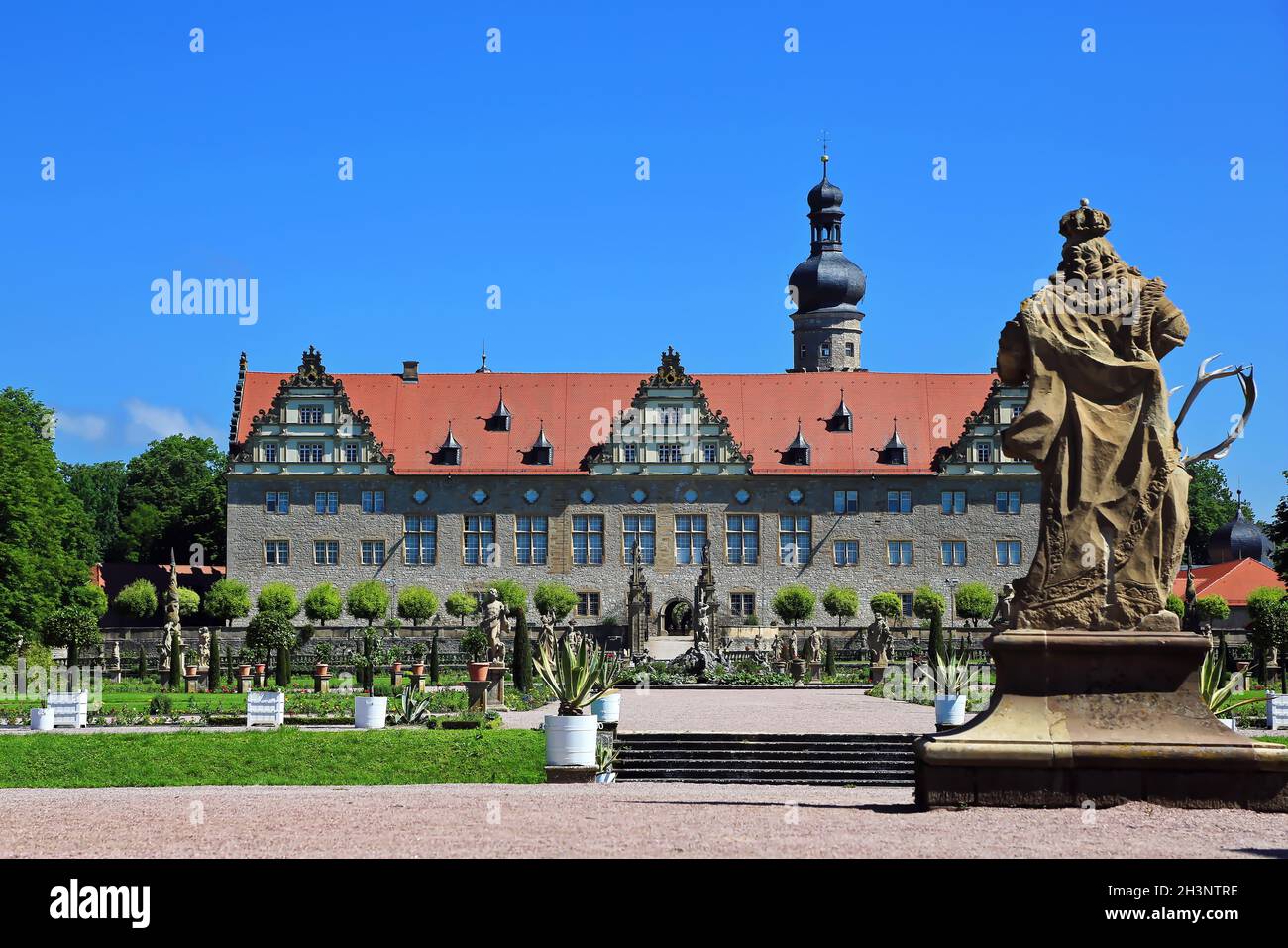 Il castello è una vista della città di Weikersheim Foto Stock