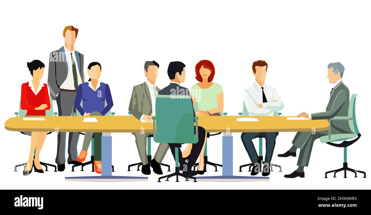 Riunione del team aziendale, illustrazione della consulenza Foto Stock