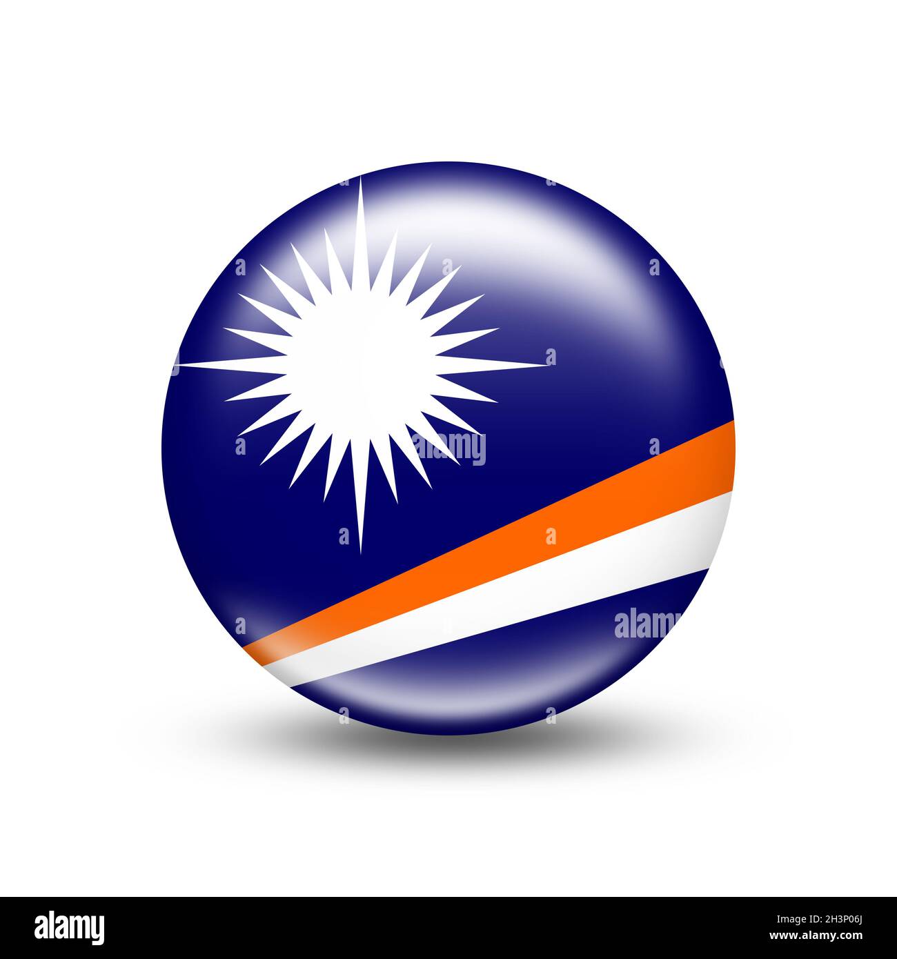 Bandiera di campagna delle Isole Marshall in sfera con ombra bianca Foto Stock