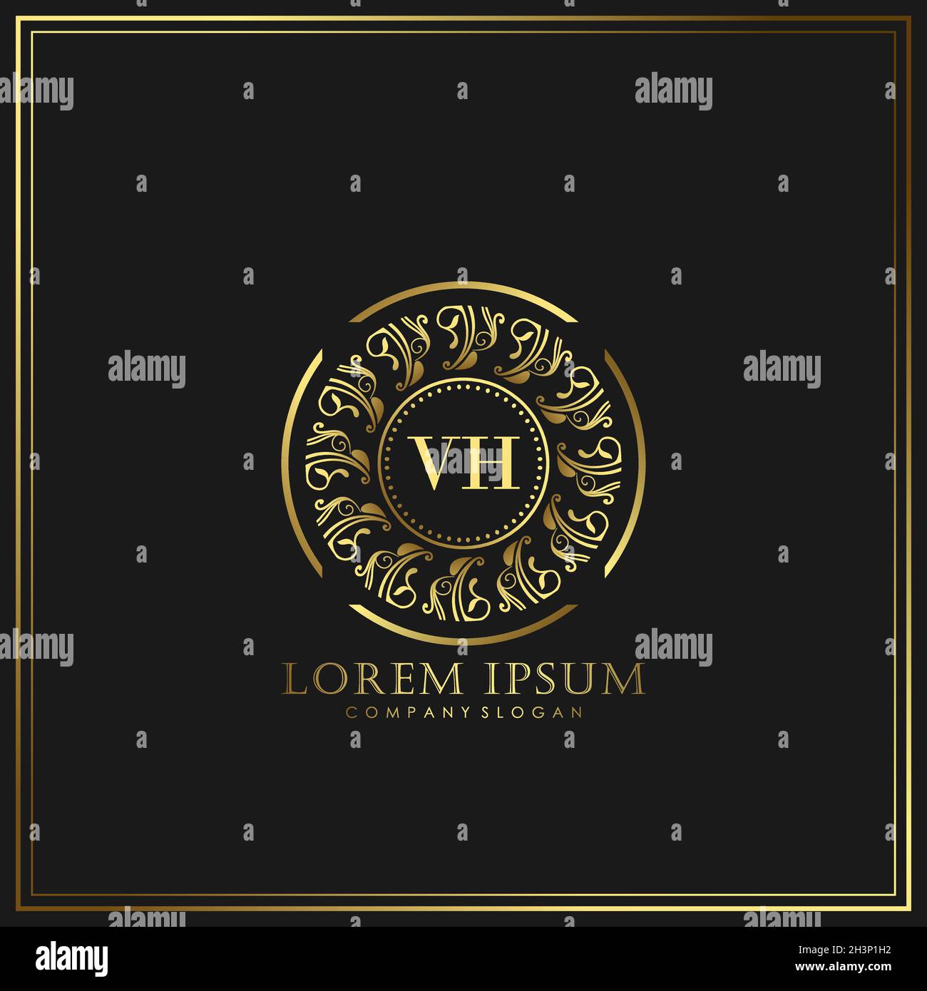 Modello di logo VH Initial Letter Luxury in Vector per ristoranti, royalty, boutique, caffè, hotel, Araldica, Gioielli, Moda e altri vettori illustrat Illustrazione Vettoriale