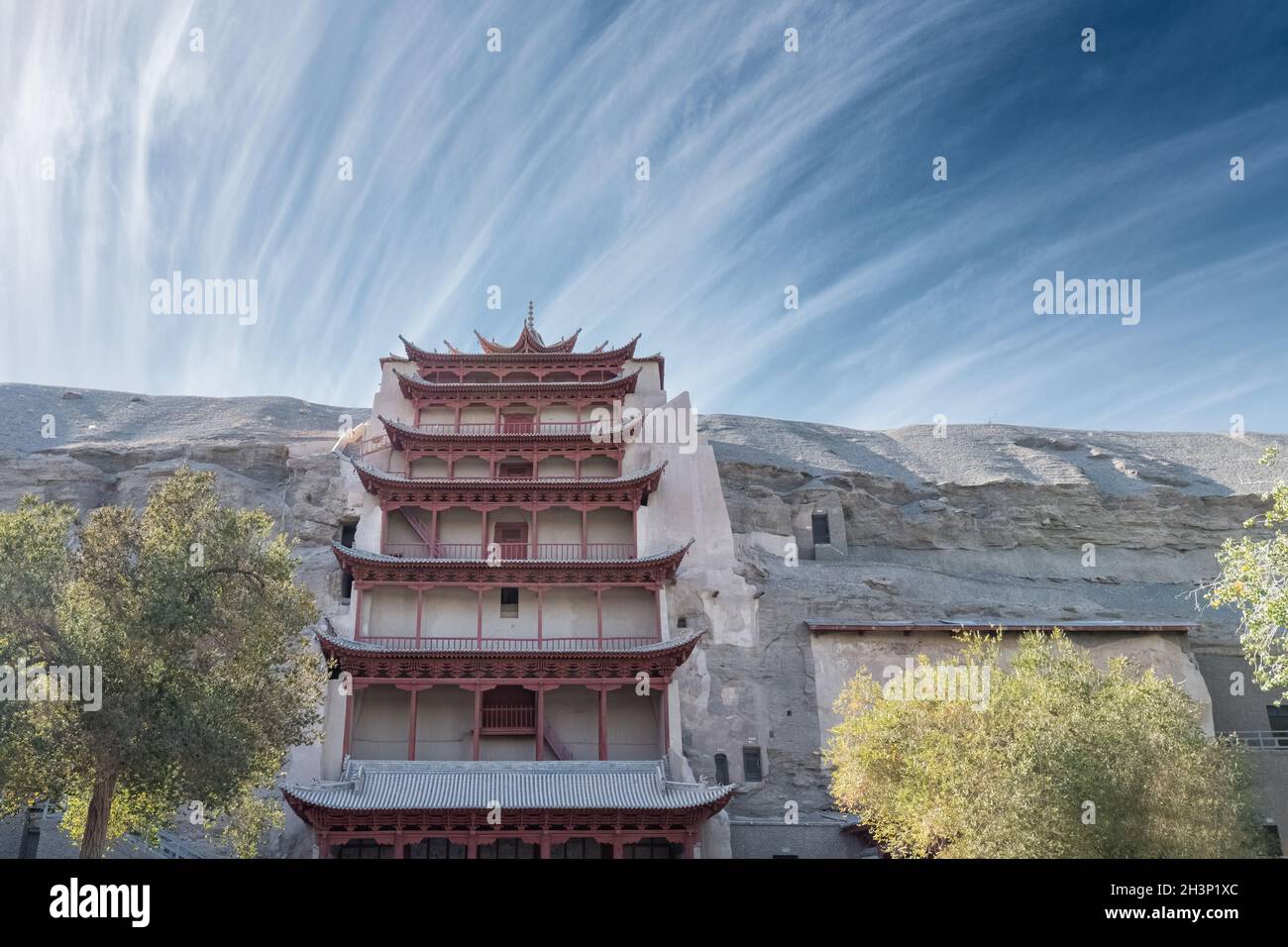 Dunhuang Mogao grotte paesaggio dei nove piani Foto Stock