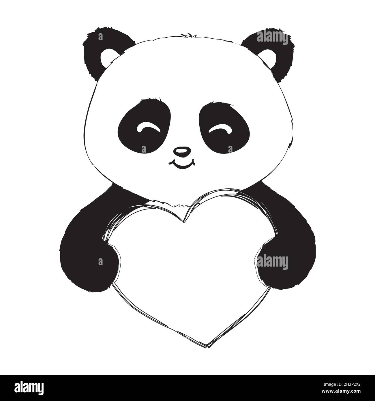 Carino disegno panda. Semplice icona dell'orso panda o logo. Illustrazione vettoriale in bianco e nero Immagine e Vettoriale - Alamy