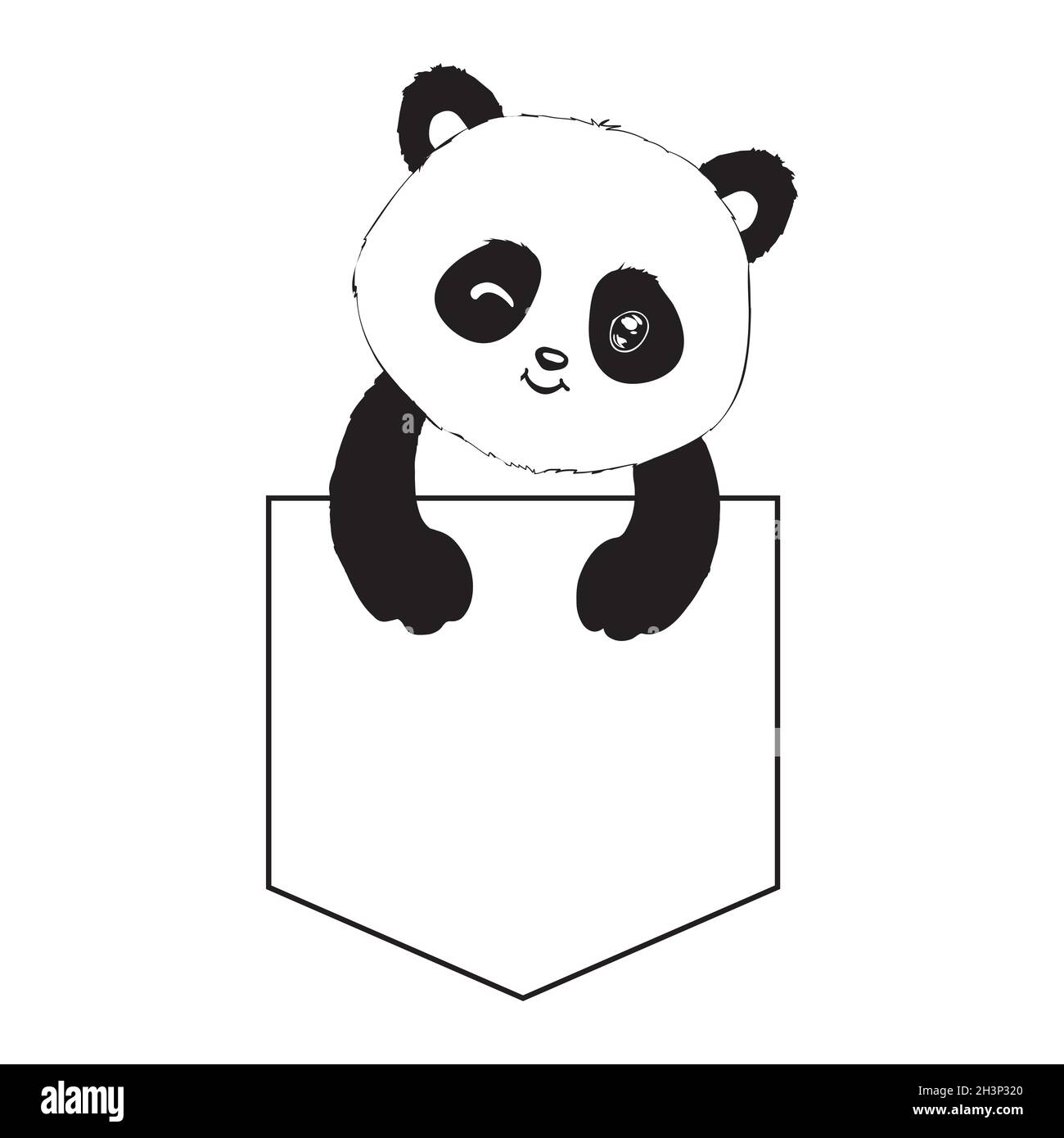Carino disegno panda. Semplice icona dell'orso panda o logo. Illustrazione vettoriale in bianco e nero Immagine e Vettoriale - Alamy