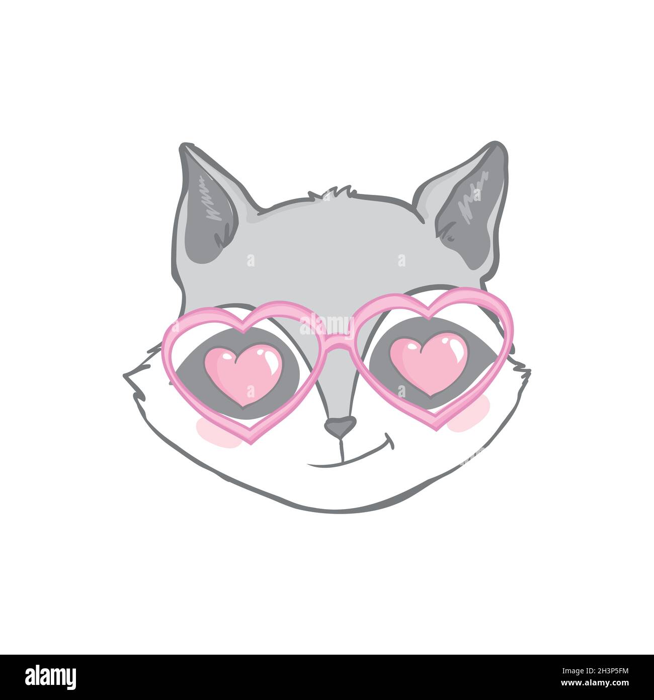 divertente carino illustrazione vettoriale di un raccoon indossare occhiali. Per bambini, t-shirt, poster, stampa Illustrazione Vettoriale