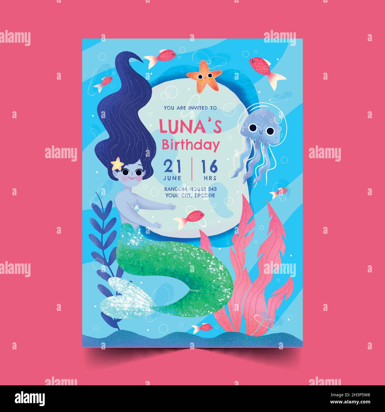 2 Striscioni Di Compleanno Personalizzati Con Foto Sirena Per Bambini - Stendardi Personalizzabili Per Feste, Interni, Design Unico, Due Misure Disponibili