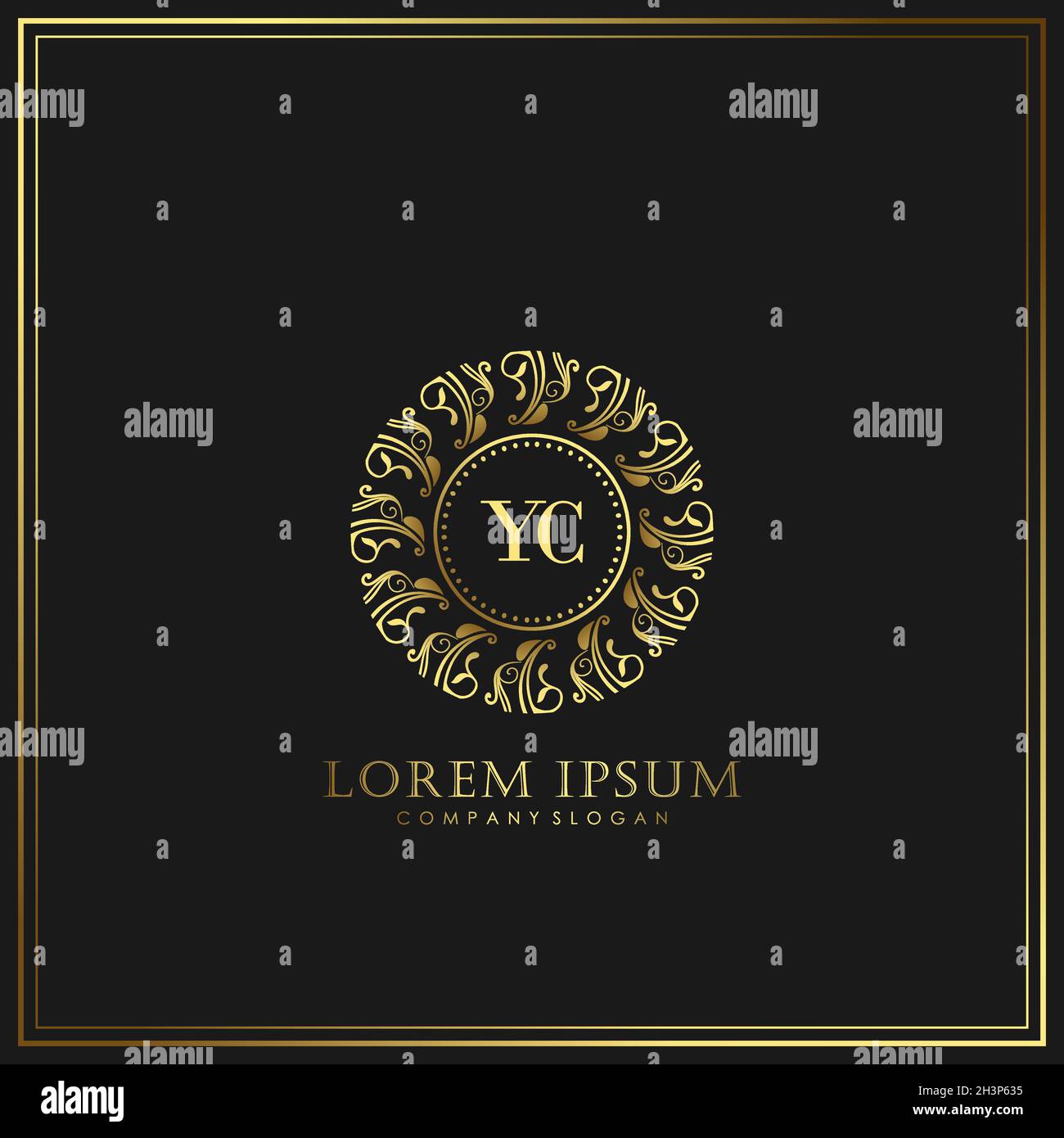 Modello YC Initial Letter Luxury Logo in Vector per ristoranti, royalty, boutique, caffè, hotel, Araldica, Gioielli, Moda e altri vettori illustrat Illustrazione Vettoriale