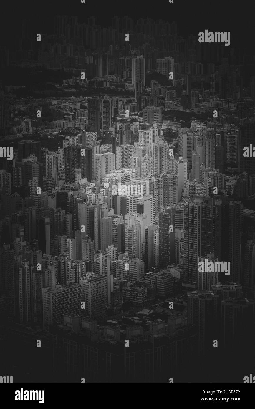 Skyline di Hong Kong visibile dall'osservatorio di Sky100 Foto Stock