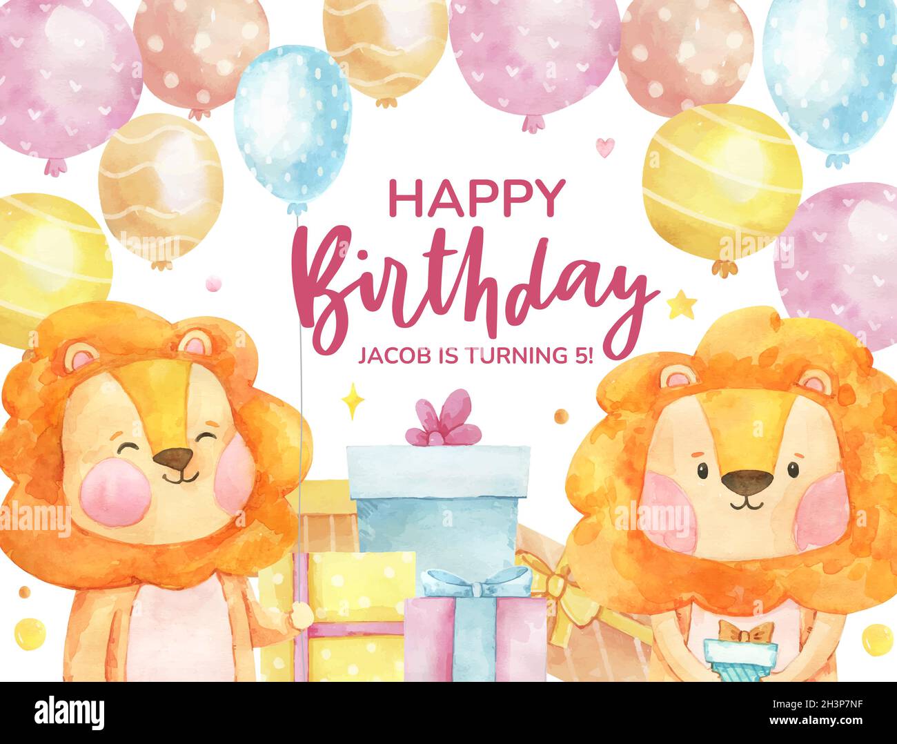 acquerello disegno a mano compleanno fotocall disegno vettoriale Illustrazione Vettoriale