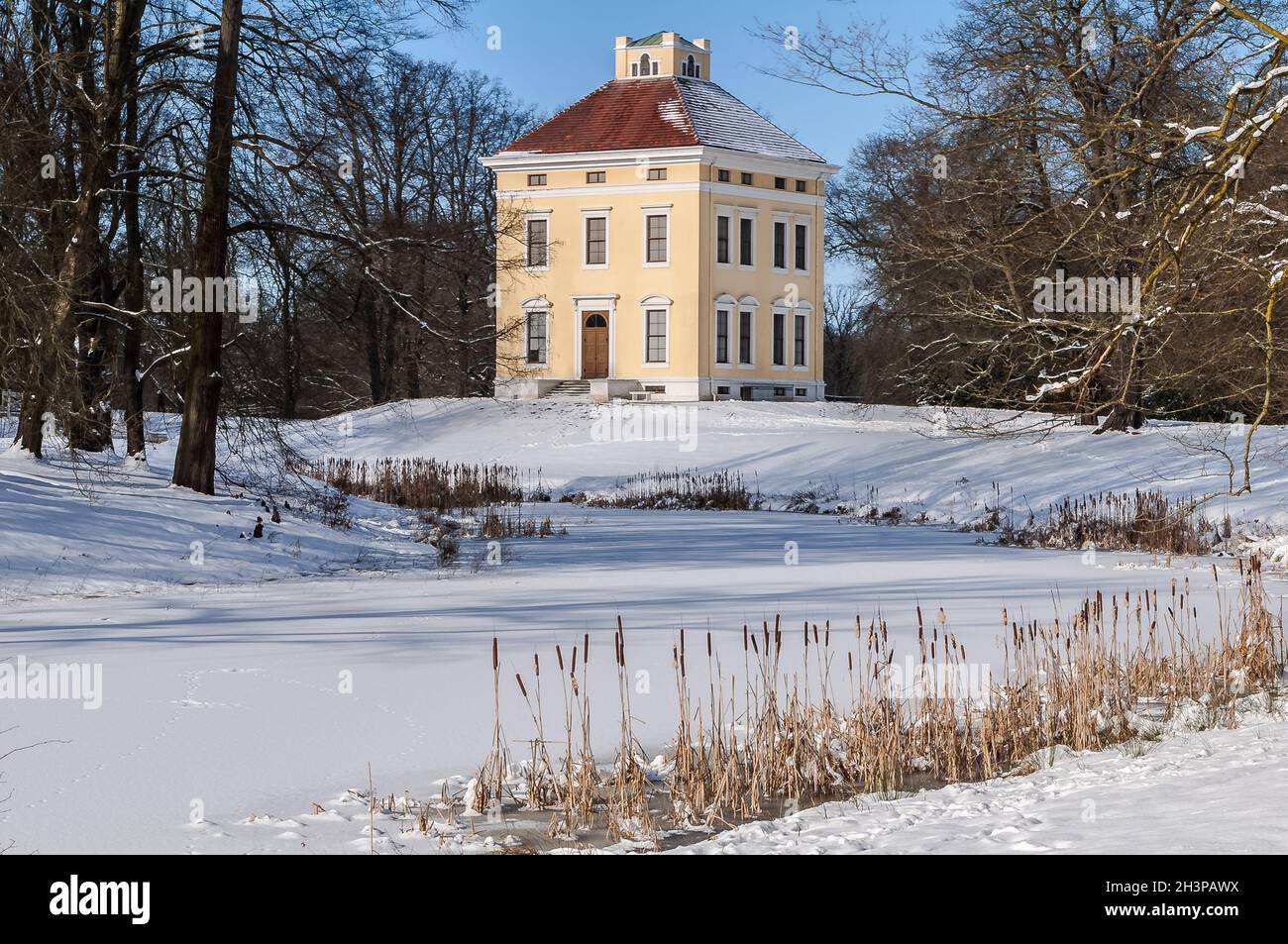 Castello Luisium in inverno Dessau Foto Stock