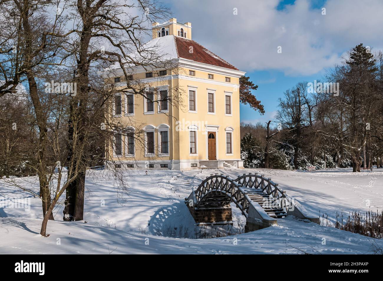 Castello Luisium in inverno Dessau Foto Stock