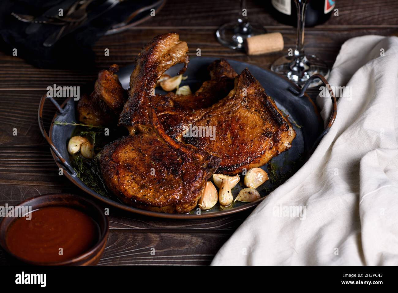 Cotoletta di maiale fritta Foto Stock