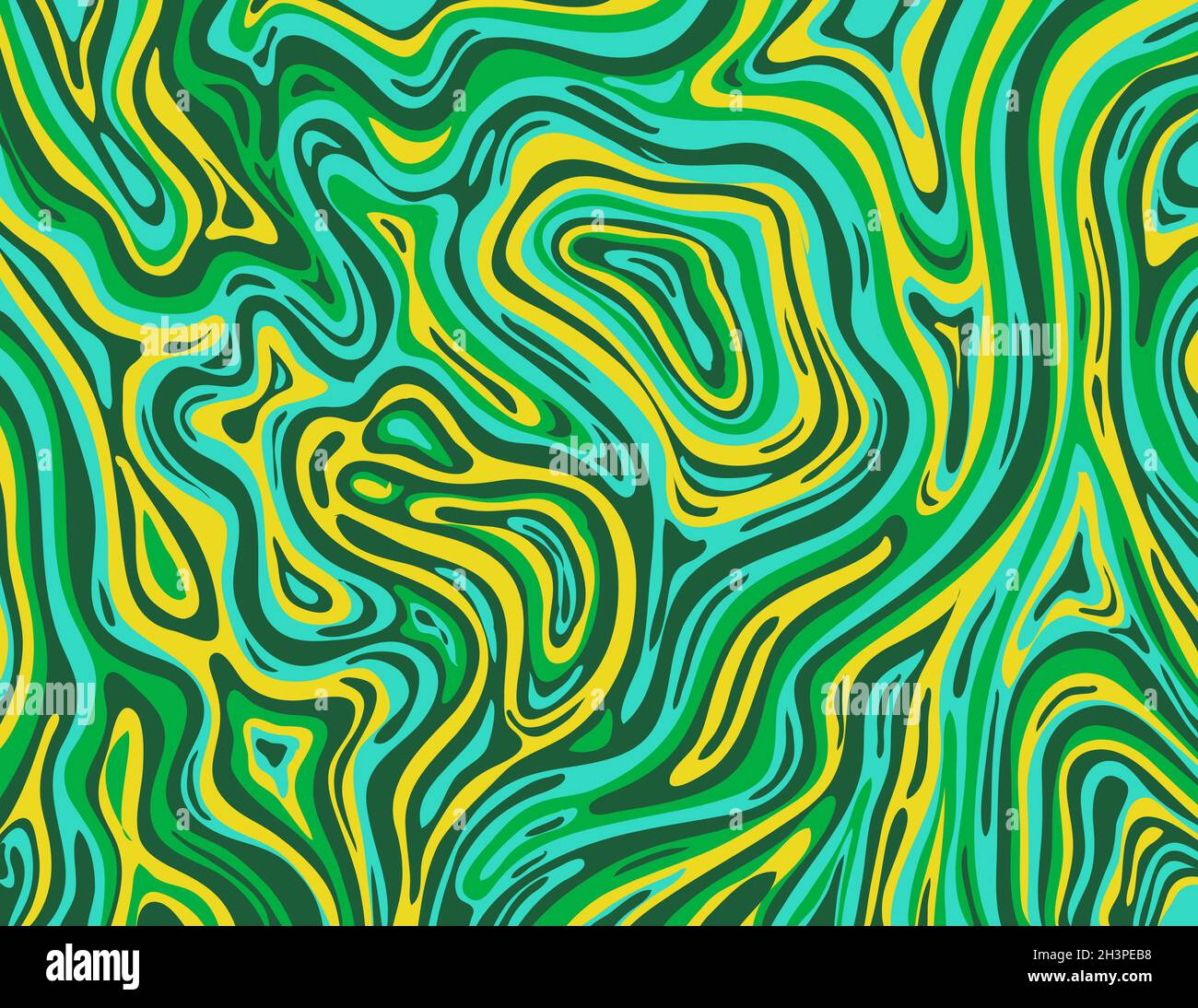 Apple Green e giallo cadmio Inkscape Suminagashi Kintsugi Japanese Ink Marbling Paper Abstract Art Foto Stock