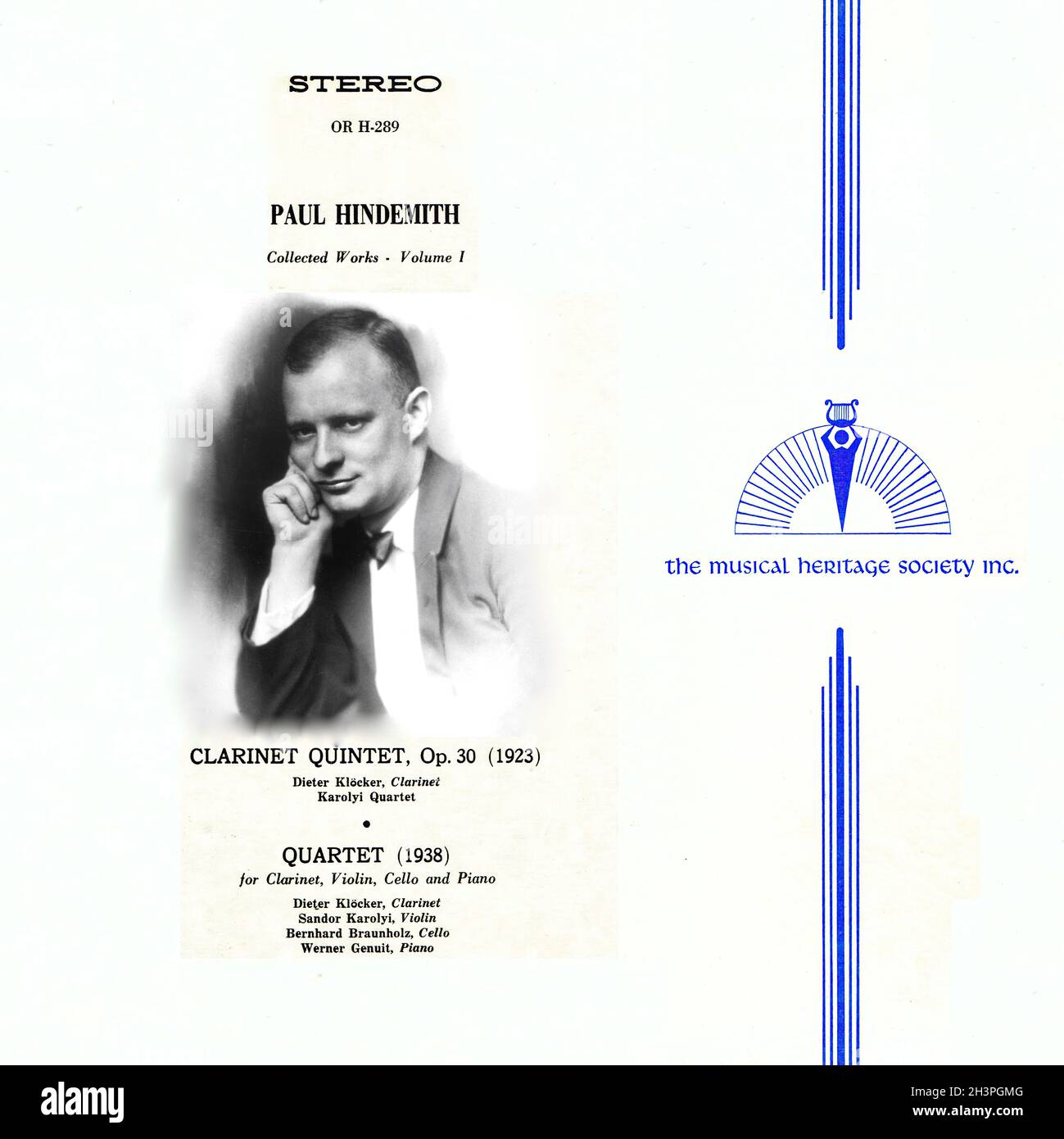 Hindemith Chamber Music v.1 â€¢ Clarinet Quintet â€¢ Clarinet Quartet - KlÃ¶cker MHS alt - Musica classica Vintage Vinyl Record Foto Stock