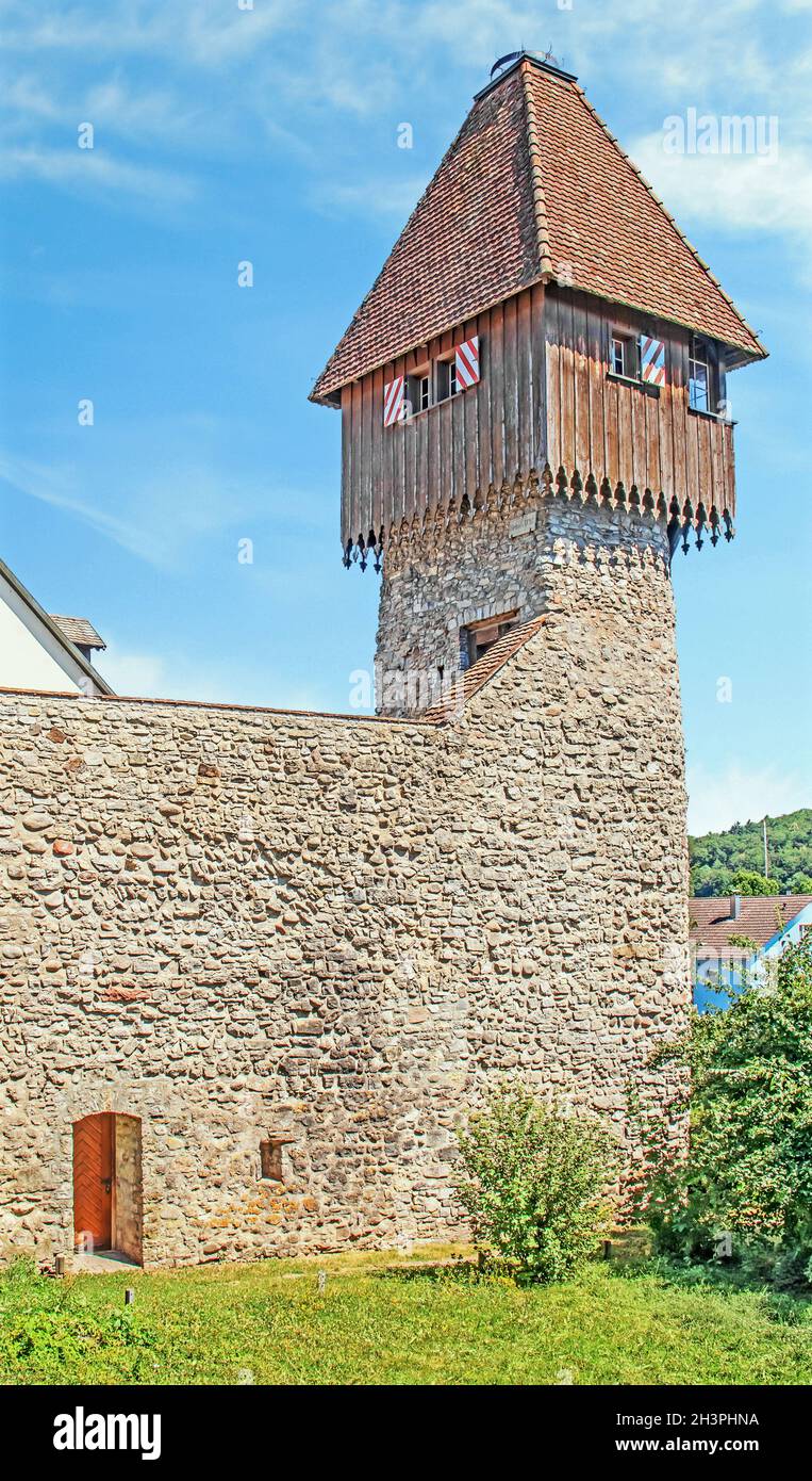 Torre di cicogna Tiengen, Waldshut-Tiengen Foto Stock
