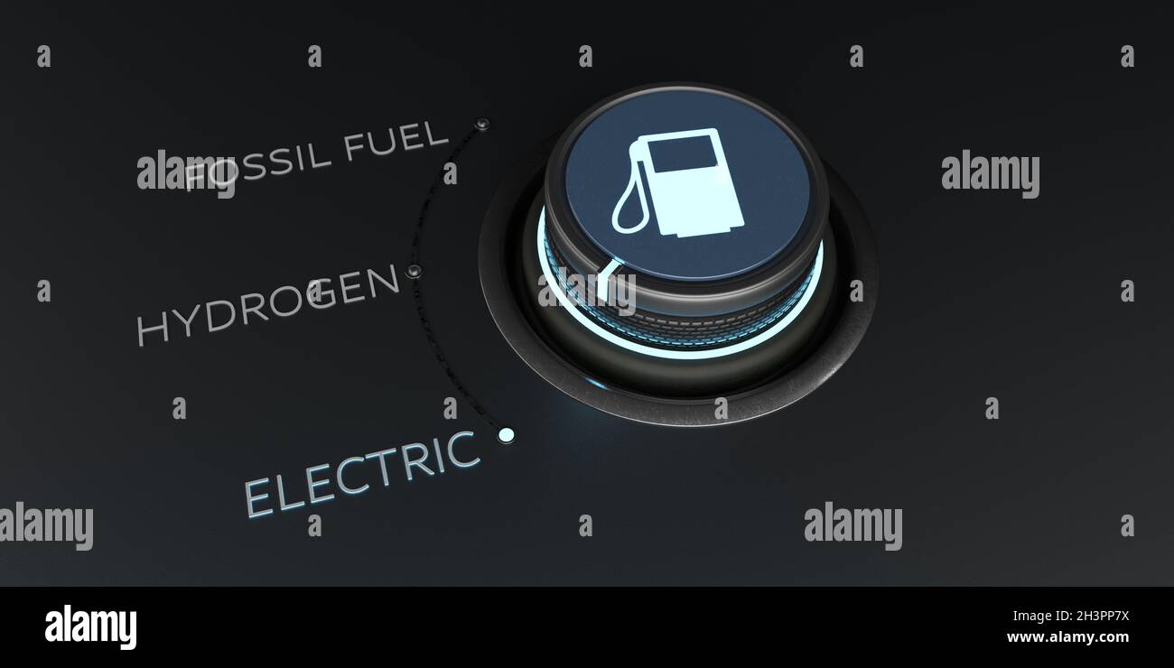 Manopola di controllo combustibile fossile idrogeno elettrico Foto Stock