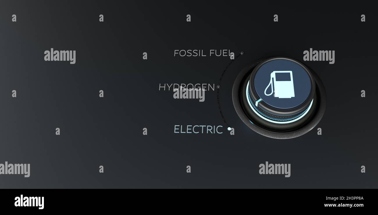 Manopola di controllo combustibile fossile idrogeno elettrico Foto Stock