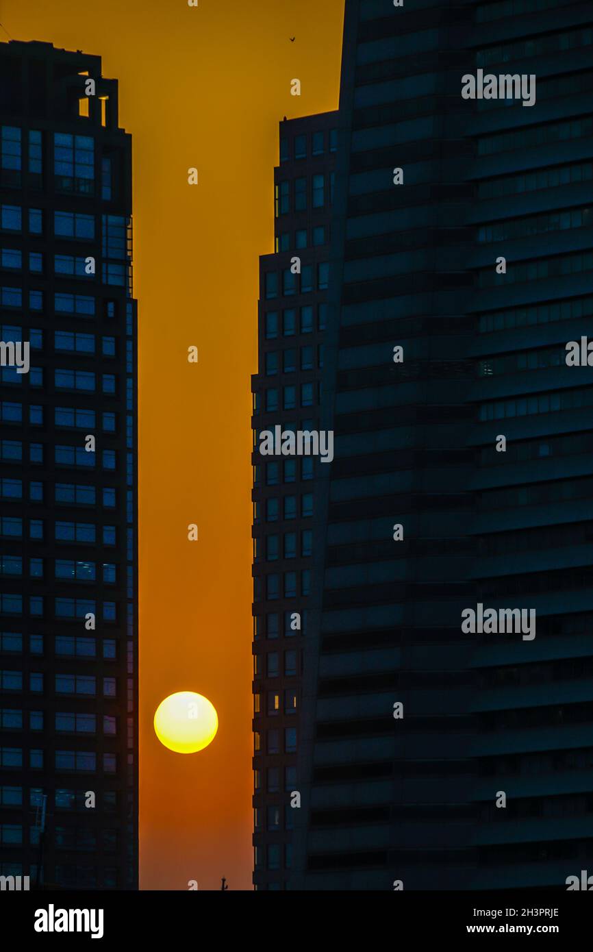 Città di Yokohama e scene al tramonto Foto Stock