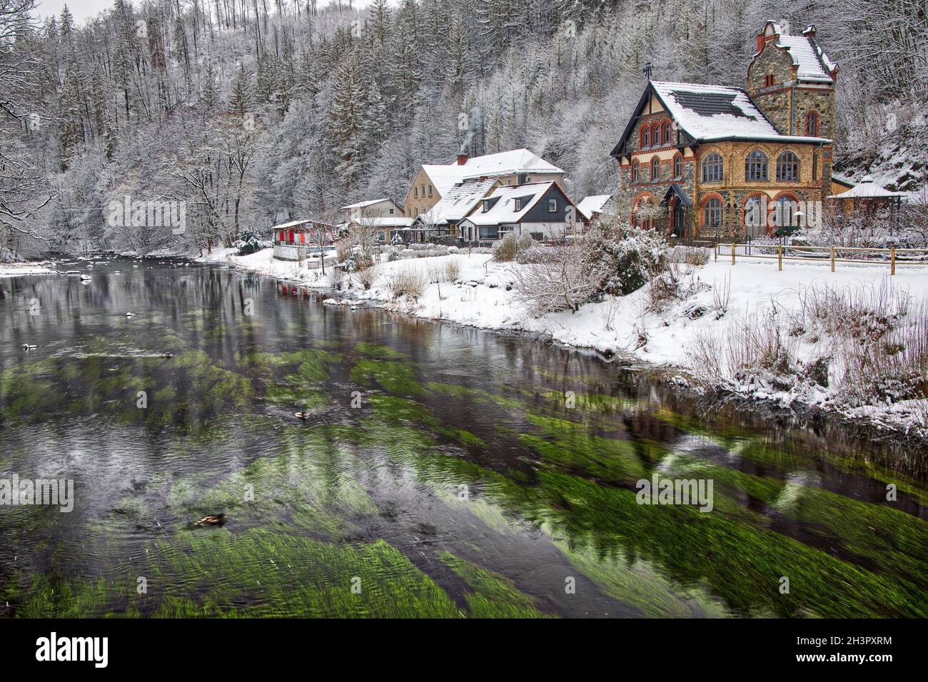 Snowy Bodetal Treseburg Foto Stock