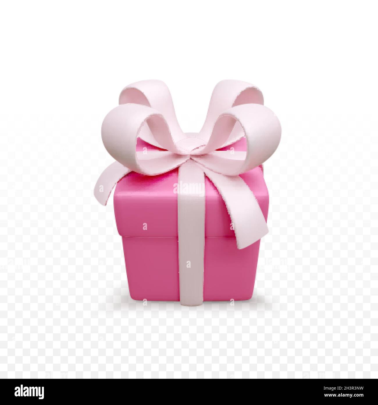 Confezione regalo isolata su sfondo trasparente. 3d render holiday chiuso scatola sorpresa con nastro rosa. Scatola rossa presente. Illustrazione vettoriale Illustrazione Vettoriale