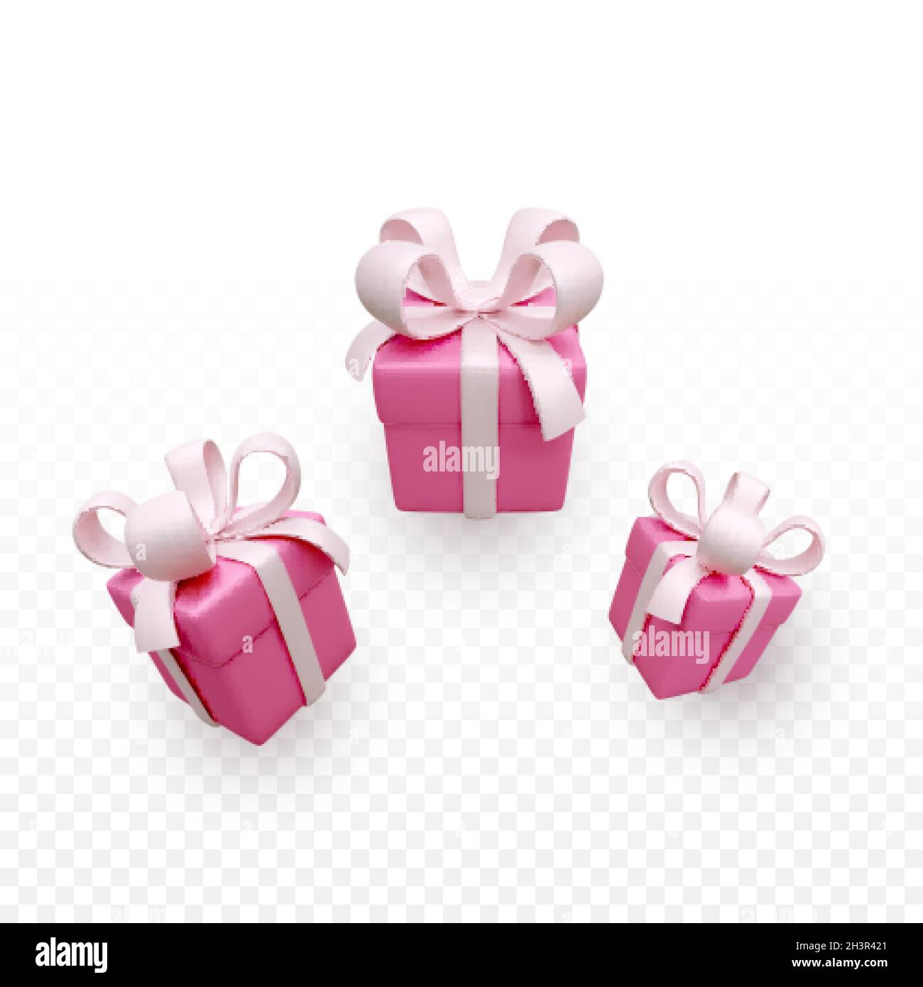 Scatole regalo in morbido colore rosa. 3d render holiday chiuso scatola sorpresa con nastro rosa. Scatola rossa presente. Illustrazione vettoriale Illustrazione Vettoriale