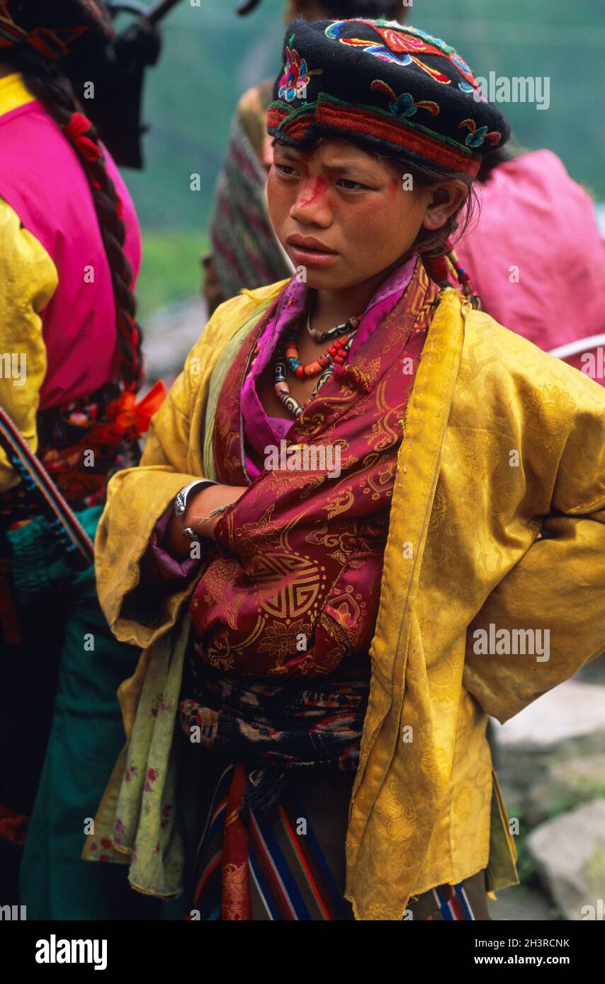 Nepal. Sciamano pilgrinage di Gosainkund, gruppo etnico di Tamang. Foto Stock