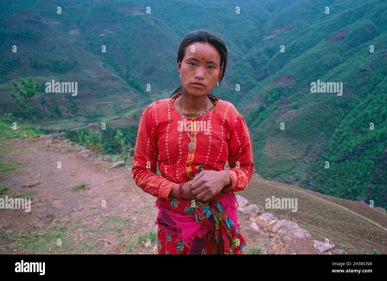 Nepal, regione di Nuwakot, villaggio di Yarsa, gruppo etnico Tamang. Foto Stock