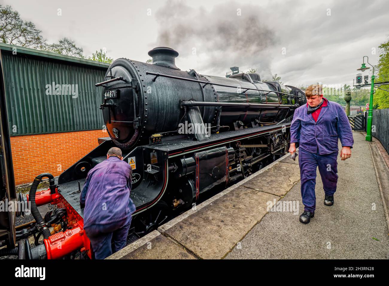 Treni a vapore alla stazione di Pickering sulla ferrovia North Yorkshire Moors Railway Foto Stock