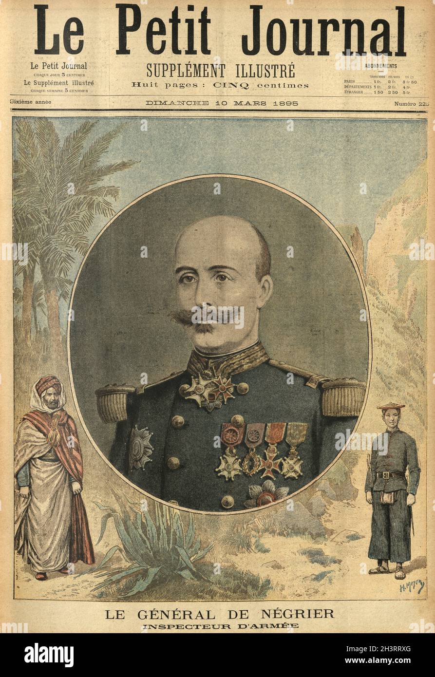 Prima pagina di le Petit Journal, le General Oscar de Negrier, francese generale Foto Stock