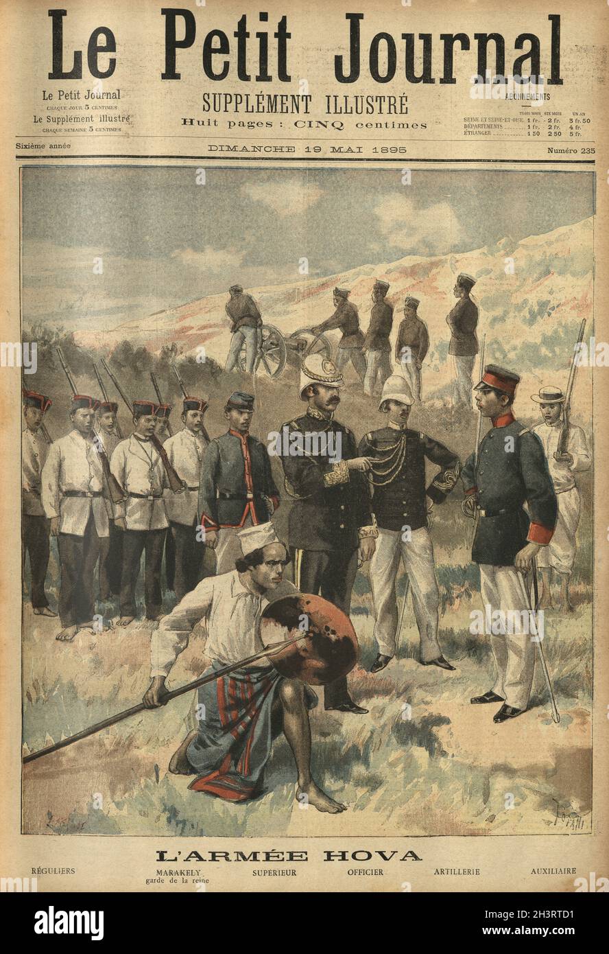 Le Petit Journal, 1895. L'Esercito di Hova, (l'Armee Hova). Soldati e uniformi militari dell'esercito di Hova, Madagascar Foto Stock