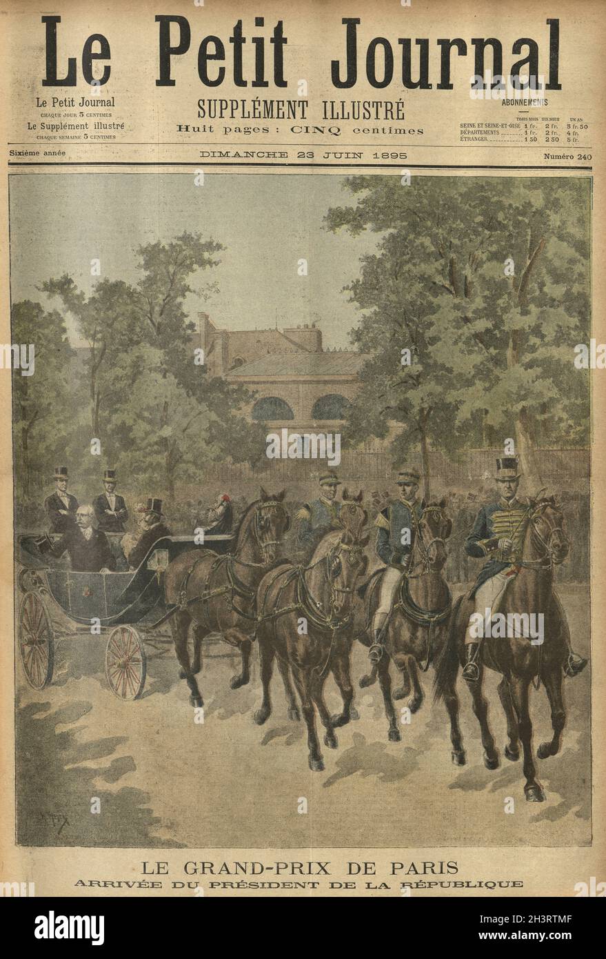 Copertina di le Petit Journal. Le Grand Prix de Paris, arrivo di Felix Faure Presidente di Francia Foto Stock
