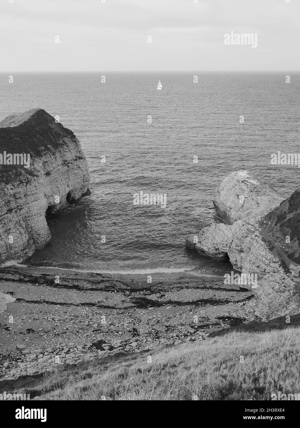 " FLAMBOROUGH ", " UK ", " BIANCO E NERO ", " IMMAGINI "." SEASCAPE ' Foto Stock