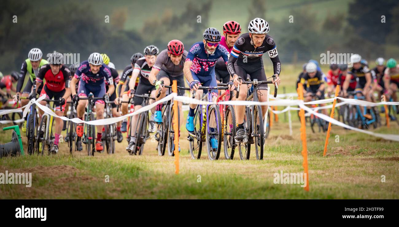 Cyclocross race event, etal, Northumberland, Inghilterra, Regno Unito, GB, Europa. Foto Stock