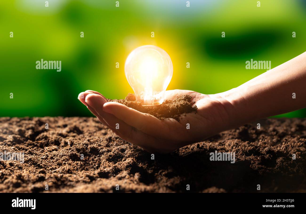 Fonti di energia rinnovabili: Sostenibilità, efficienza energetica, concetto di crisi energetica Foto Stock